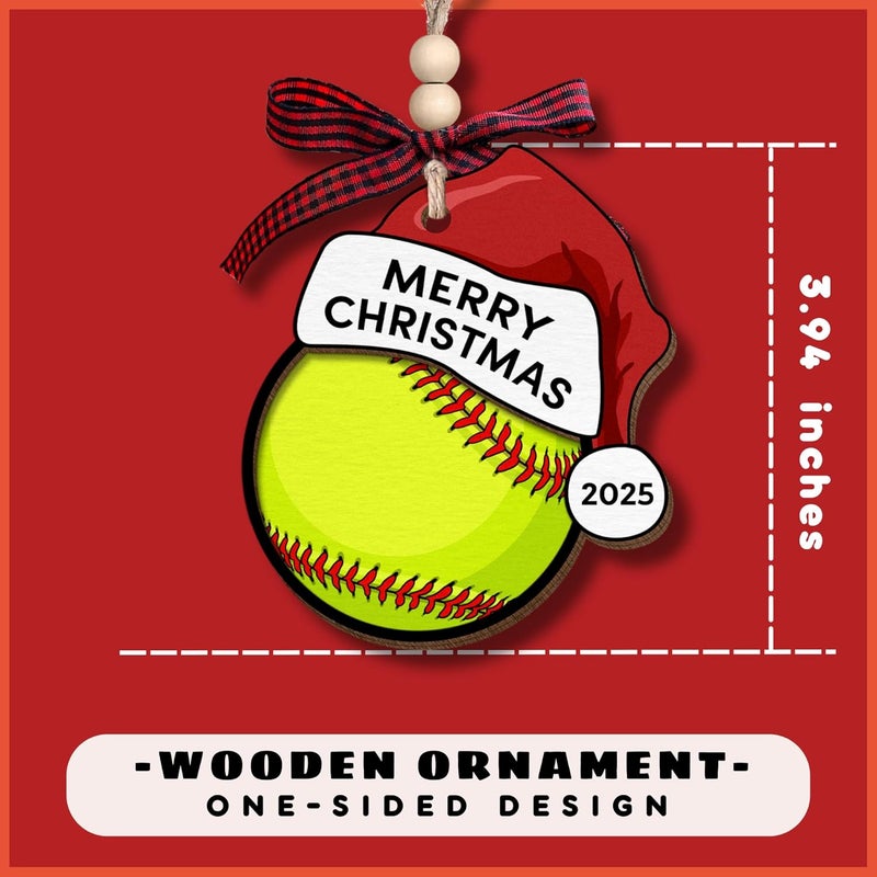 MAPDTWO Softball Ornament - Softball Gifts for Girls, Players, Lovers, Team, Coaches, Teens - Sports Ornaments for Christmas Tree - Girls Sports Gifts 2025-2 Layered Wood Christmas Ornament 2025 - Image 2